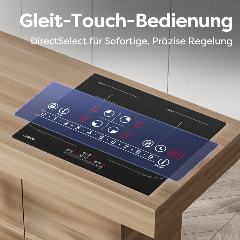 Ciarra Premium-Set: 90cm Wandhaube + 60cm Induktionskochfeld 4 Zonen