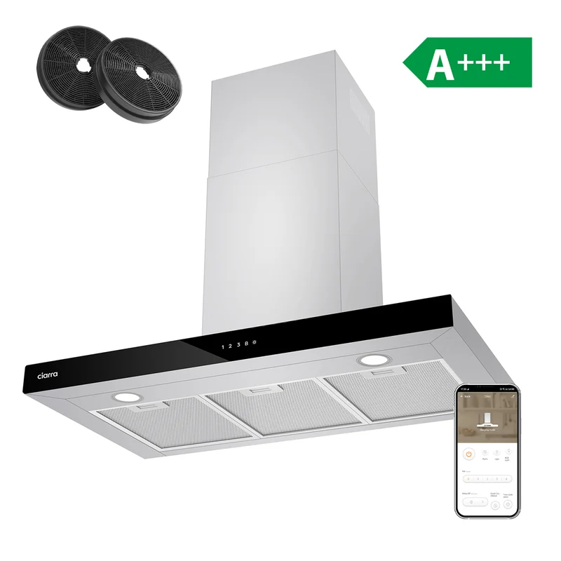 Ciarra Powerful-Set: 90cm Wandhaube + 60cm Induktionskochfeld 4 Zonen