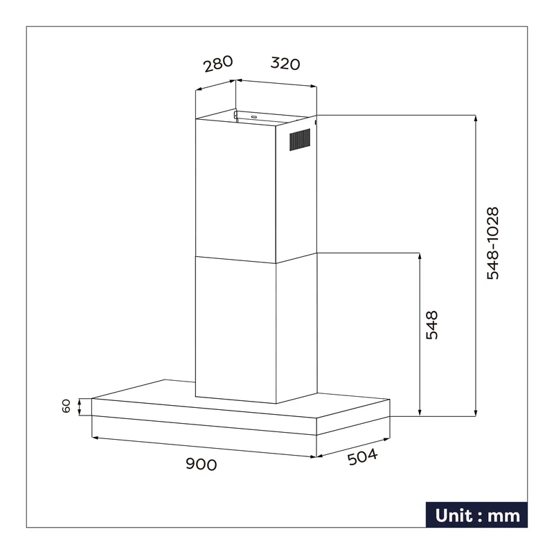 Ciarra Powerful-Set: 90cm Wandhaube + 60cm Induktionskochfeld 4 Zonen