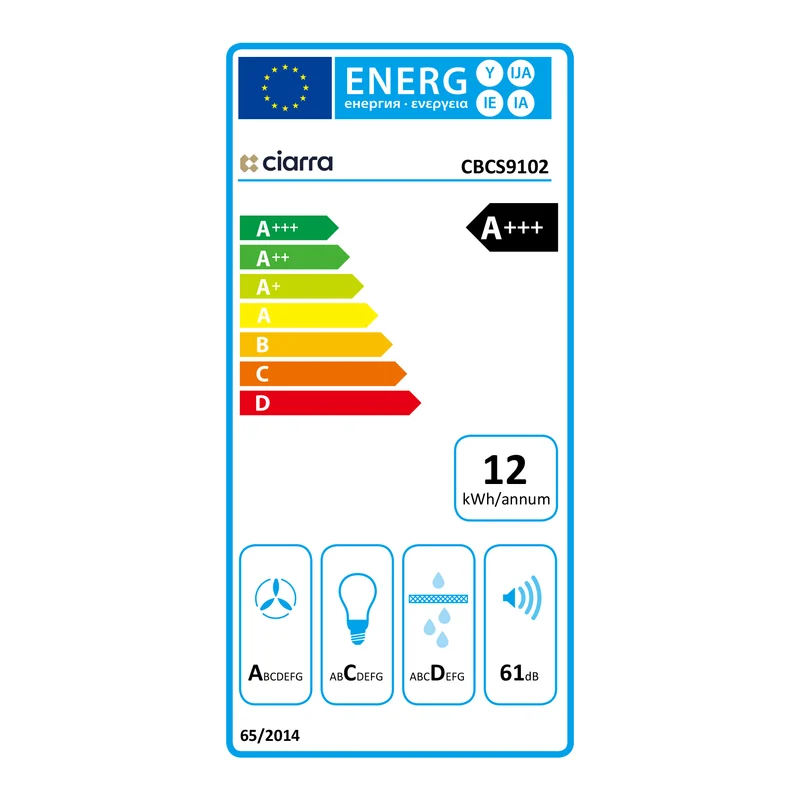 Ciarra Powerful-Set: 90cm Wandhaube + 60cm Induktionskochfeld 4 Zonen