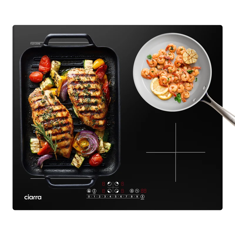 Ciarra Powerful-Set: 90cm Wandhaube + 60cm Induktionskochfeld 4 Zonen