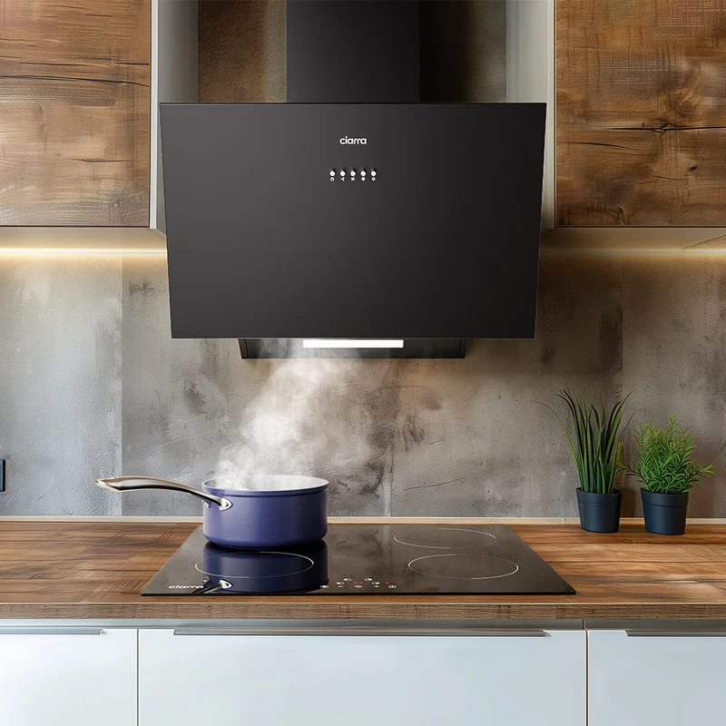 Ciarra 60cm Modern-Set: Wandhaube + 4-Zonen Induktionskochfeld