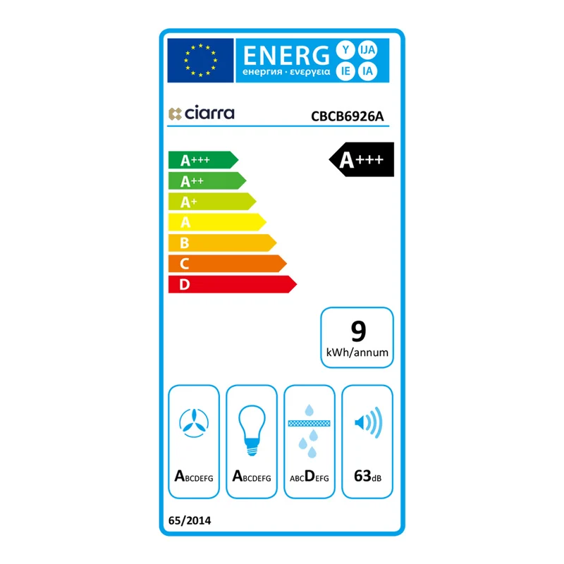 Ciarra 60cm Compact-Set: Einbauhaube + 3-Zonen Induktionskochfeld