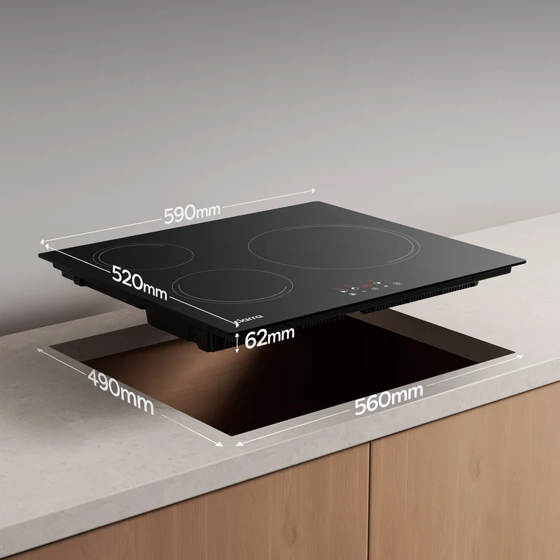 Ciarra 60cm Compact-Set: Einbauhaube + 3-Zonen Induktionskochfeld
