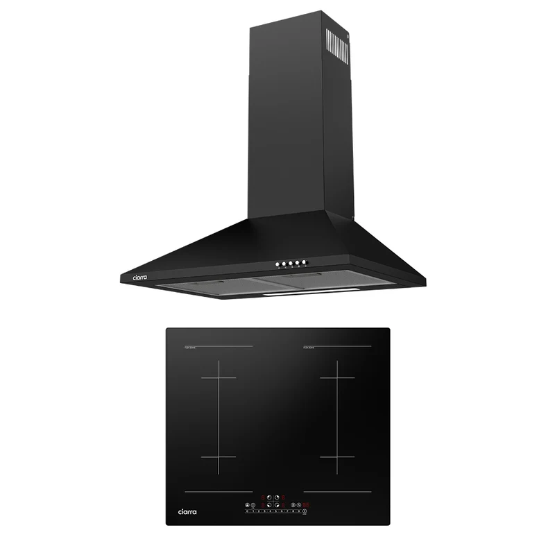 Ciarra 60cm Classic-Set: Wandhaube + 4-Zonen Induktionskochfeld