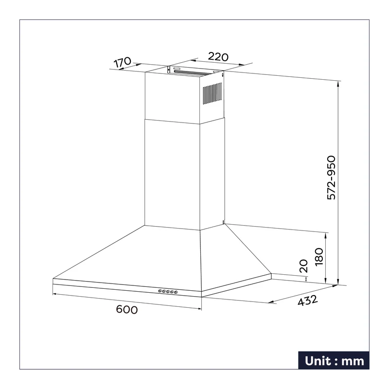 Ciarra 60cm Classic-Set: Wandhaube + 4-Zonen Induktionskochfeld