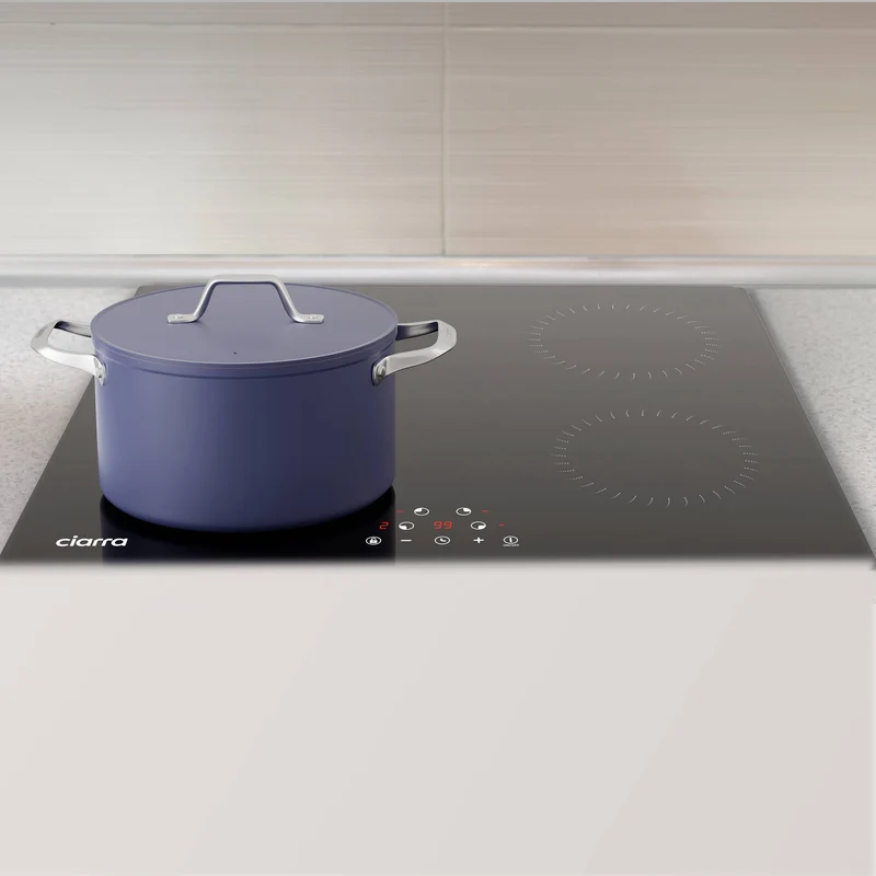 Ciarra 60cm Classic-Set: Wandhaube + 4-Zonen Induktionskochfeld