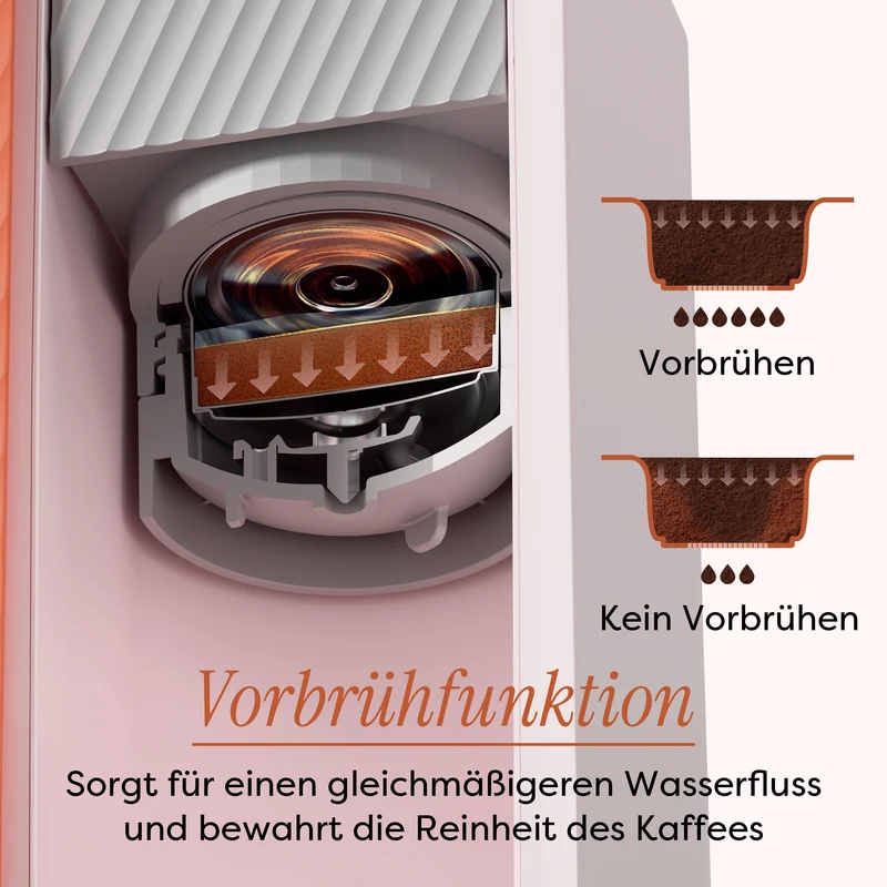 Ciarra BloomBox Kaffeemaschine Tragbare Espressomaschine 15 Bar, Umweltfreundlich Kapsellos, Zuhause & Outdoor | CBPCM551-P