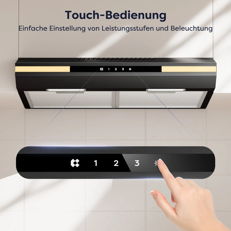 Ciarra 60cm Unterbau Dunstabzugshaube Flachschirm, Touch Steuerung, LED Beleuchtung, Aktivkohlefilter | CBCB6921
