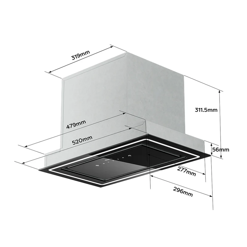 Ciarra 52cm Integrierte Dunstabzugshaube Einbau Dunstabzugshaube A Klasse, Hauben mit Gestensteuerung, Umluft & Abluft, LED | CBCB5931C