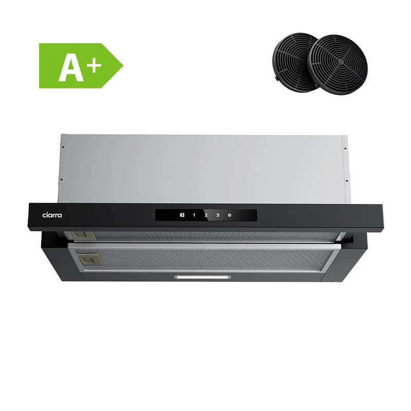 Ciarra 60cm Flachschirmhaube Einbau-Dunstabzugshaube ausziehbar Klasse A+, Touch, LED-Beleuchtung | CBCB6909A