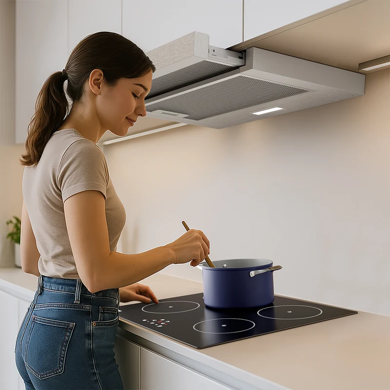 Ciarra 60cm Flachschirmhaube Einbau-Dunstabzugshaube ausziehbar Klasse A+, Dunstabzugshaube Unterbau Ausziehbar Flach, Touch, LED-Beleuchtung | CBCS6909A
