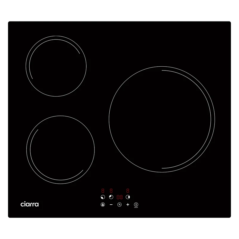 CIARRA 60 cm Induktionskochfeld Autark Einbau 3 platten 9 Leistungsstufen | CABBIH3-E