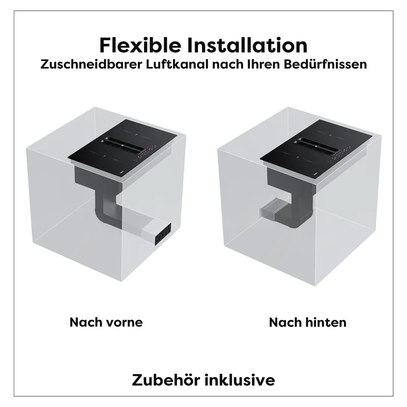 Ciarra ONE Induktionskochfeld mit Dunstabzug Ultra 830 mm mit integriertem Plasma⁺-System und Boost und Flexzone CBBEH834BBFF-OW