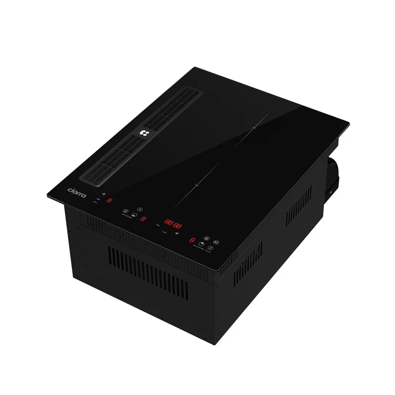 Ciarra ONE Induktionskochfeld mit Dunstabzug Domino 390 mm mit integriertem Plasma⁺-System und Boost und Flexzone CBBEH392BF-OW