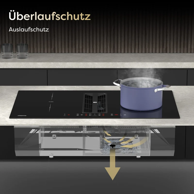 Ciarra ONE Induktions-Abzugskochfeld Ultra 830 mm mit integriertem Plasma⁺-System und Boost und Flexzone CBBEH834BBF-OW
