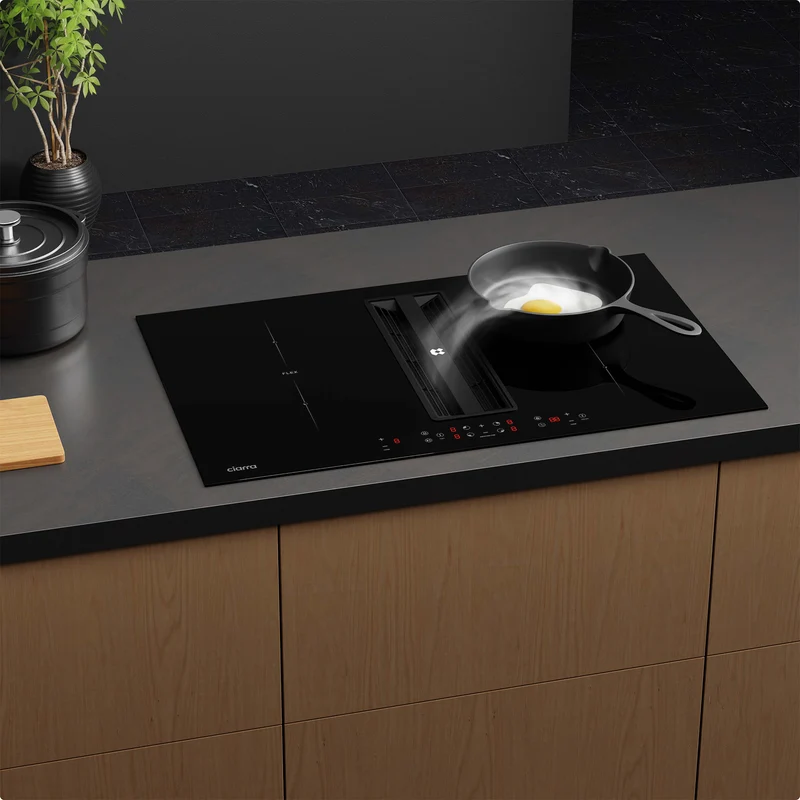 Ciarra ONE Induktions-Abzugskochfeld Ultra 830 mm mit integriertem Plasma⁺-System und Boost und Flexzone CBBEH834BBF-OW
