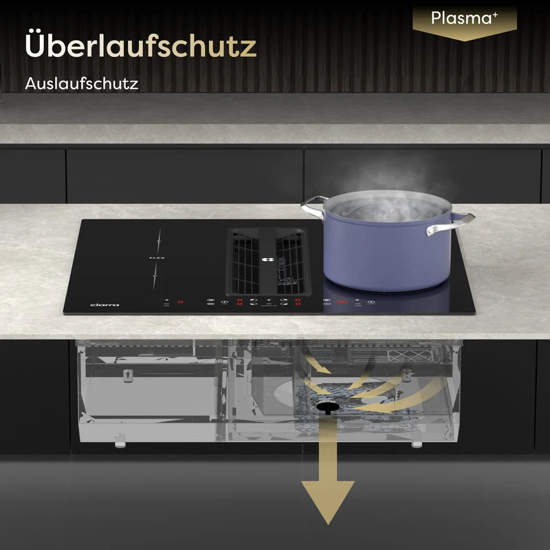 Ciarra ONE Induktions-Abzugskochfeld Kompakt 590 mm mit integriertem Plasma⁺-System und Boost und Flexzone CBBEH594BBF-OW
