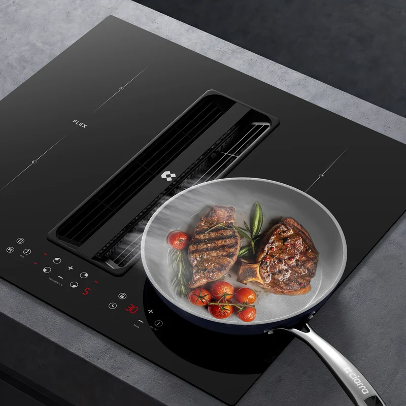 Ciarra ONE Induktions-Abzugskochfeld Kompakt 590 mm mit integriertem Plasma⁺-System und Boost und Flexzone CBBEH594BBF-OW
