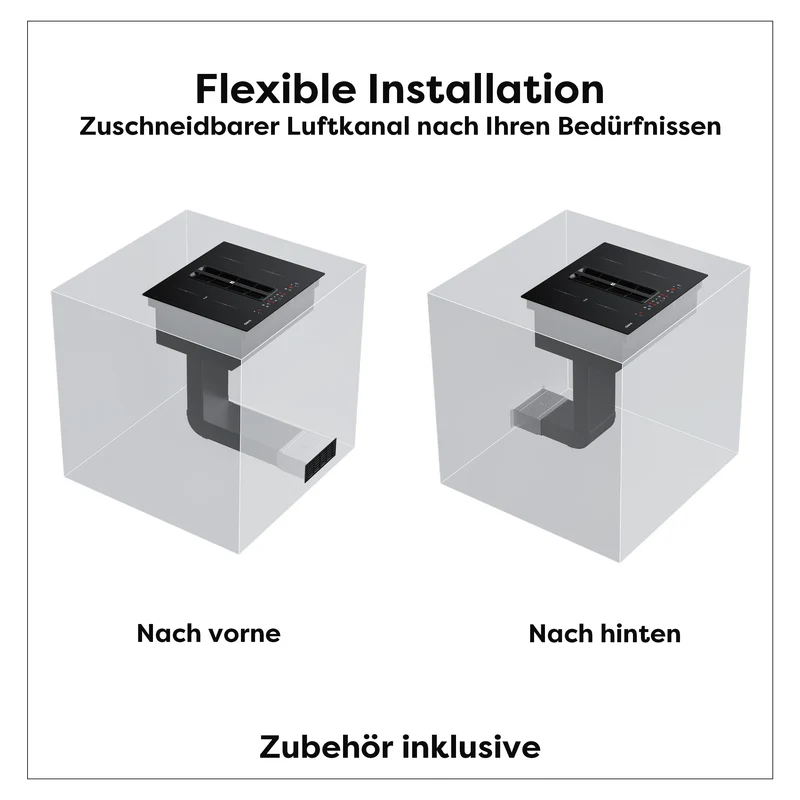 Ciarra ONE Induktions-Abzugskochfeld Kompakt 590 mm mit integriertem Plasma⁺-System und Boost und Flexzone CBBEH594BBF-OW