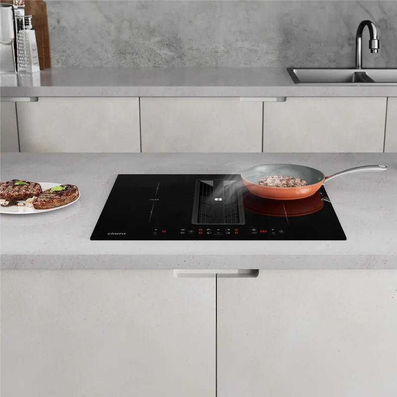 Ciarra ONE Induktions-Abzugskochfeld Kompakt 590 mm mit integriertem Plasma⁺-System und Boost und Flexzone CBBEH594BBF-OW
