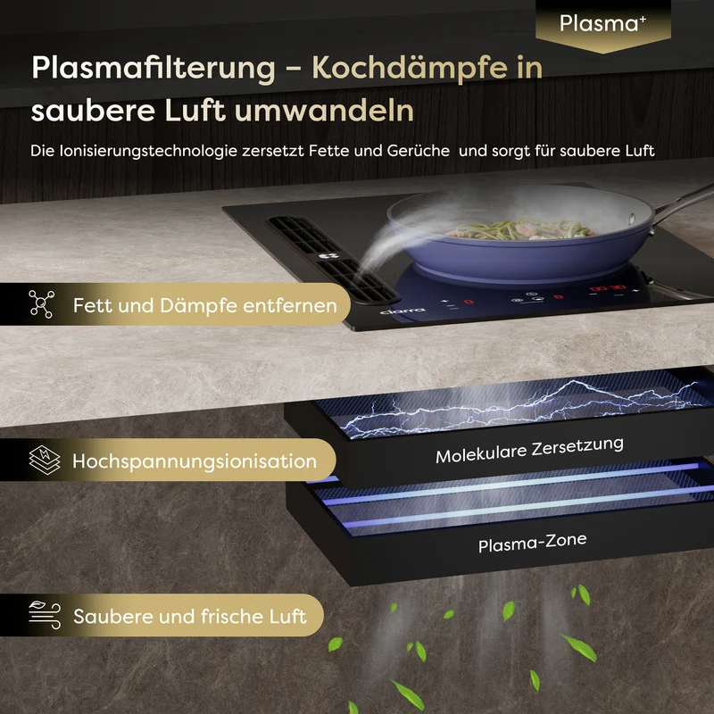 Ciarra ONE Induktions-Abzugskochfeld Domino 390 mm mit integriertem Plasma⁺-System und Boost CBBEH392B-OW