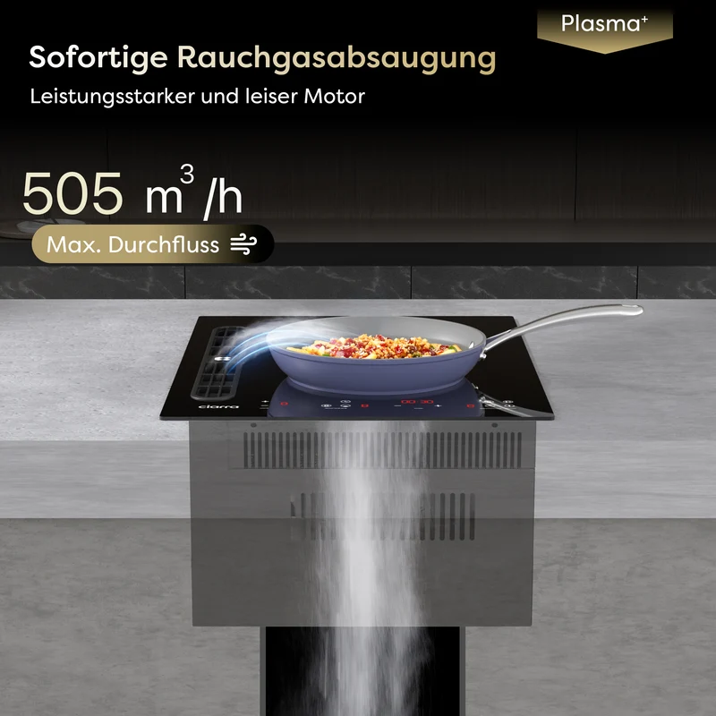 Ciarra ONE Induktions-Abzugskochfeld Domino 390 mm mit integriertem Plasma⁺-System und Boost CBBEH392B-OW