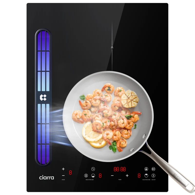 Ciarra ONE Induktions-Abzugskochfeld Domino 390 mm mit integriertem Plasma⁺-System und Boost CBBEH392B-OW