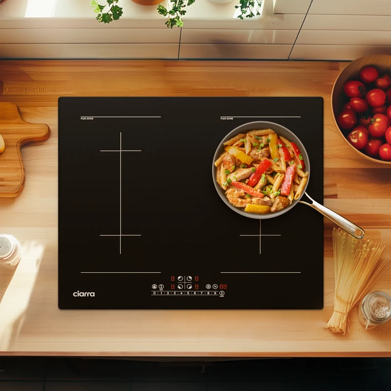 CIARRA 4 Zonen Einbau-Induktionskochfeld mit Zwei Flexzonen und Booster 7200W | CBBIH4BFF