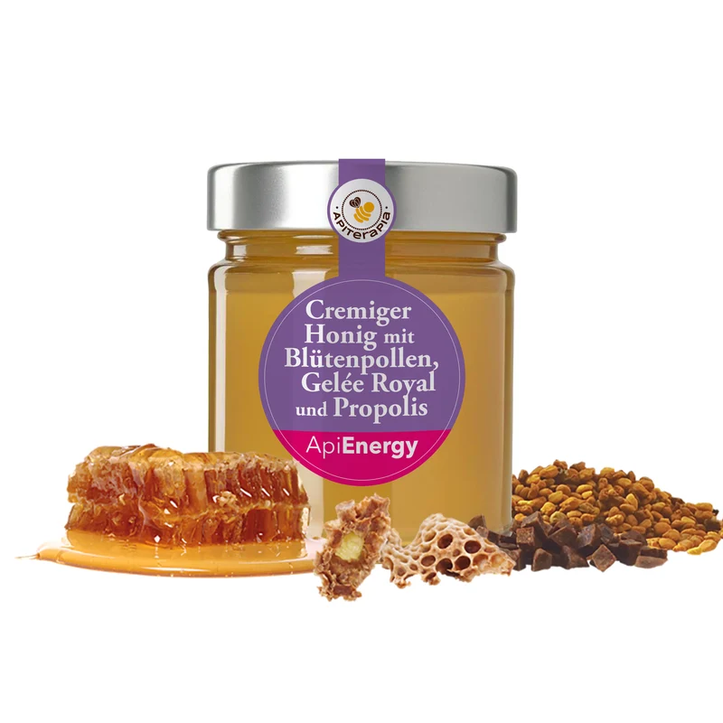 Honig mit Blütenpollen, Gelée Royal und Propolis