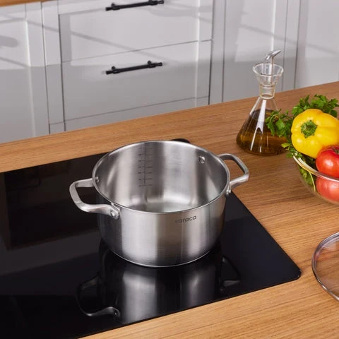 Karaca Elite Paslanmaz Çelik İndüksiyon Tencere & Kapak, 22 cm, Gümüş