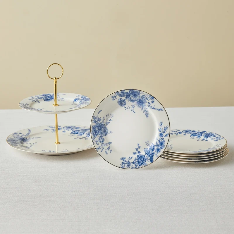 Karaca Delft 6 Kişilik 8 Parça Bone China Servis Seti, Mavi