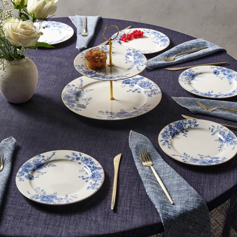 Karaca Delft 6 Kişilik 8 Parça Bone China Servis Seti, Mavi