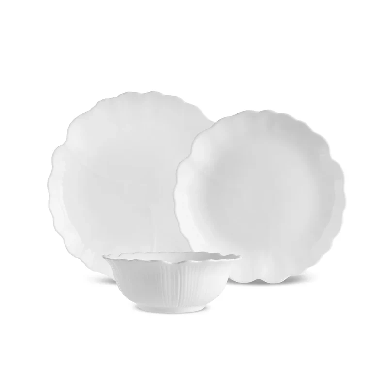 Karaca White Flower Opal Cam 18 Parça 6 Kişilik Yemek Takımı