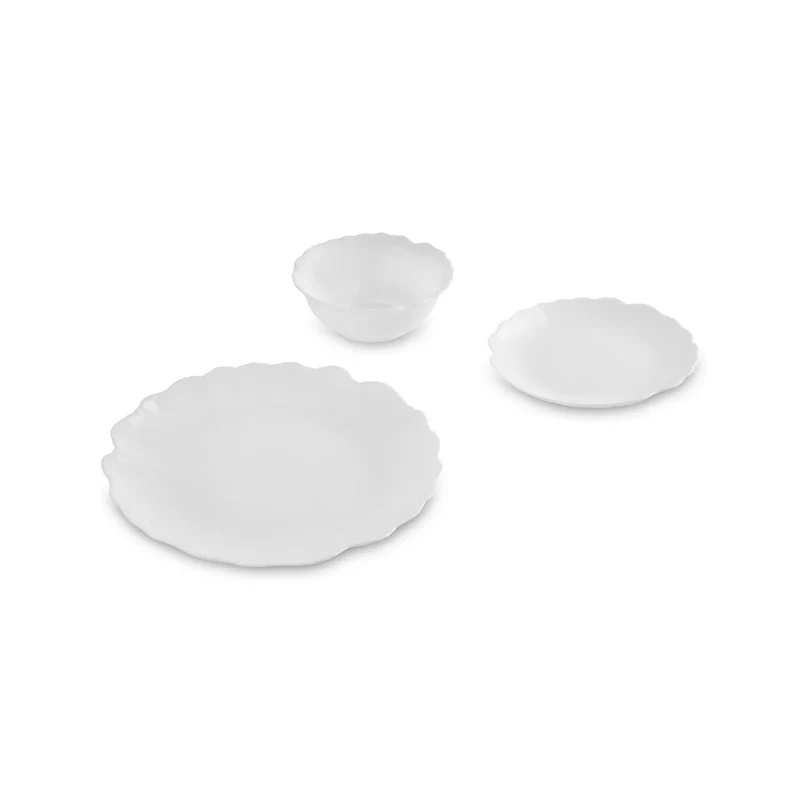 Karaca White Flower Opal Cam 18 Parça 6 Kişilik Yemek Takımı