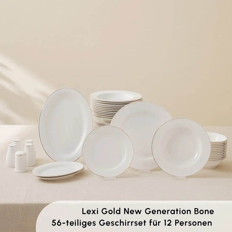 Karaca Lexi Gold 56 Parça 12 Kişilik Yemek Takımı