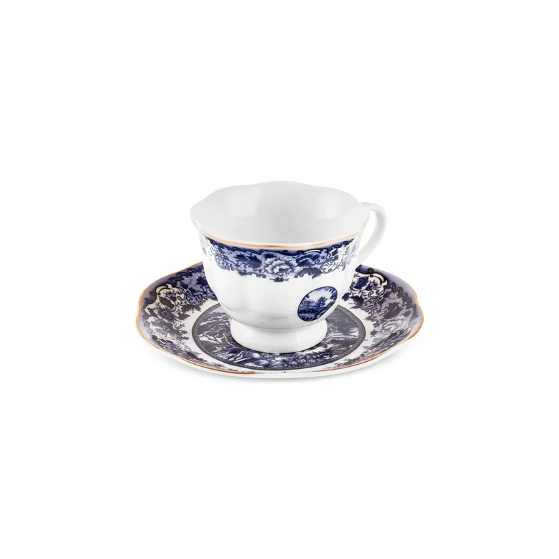 Karaca Old Town 6 Kişilik 12 Parça Bone China Espresso Türk Kahvesi Fincan Takımı, 80 ml, Mavi