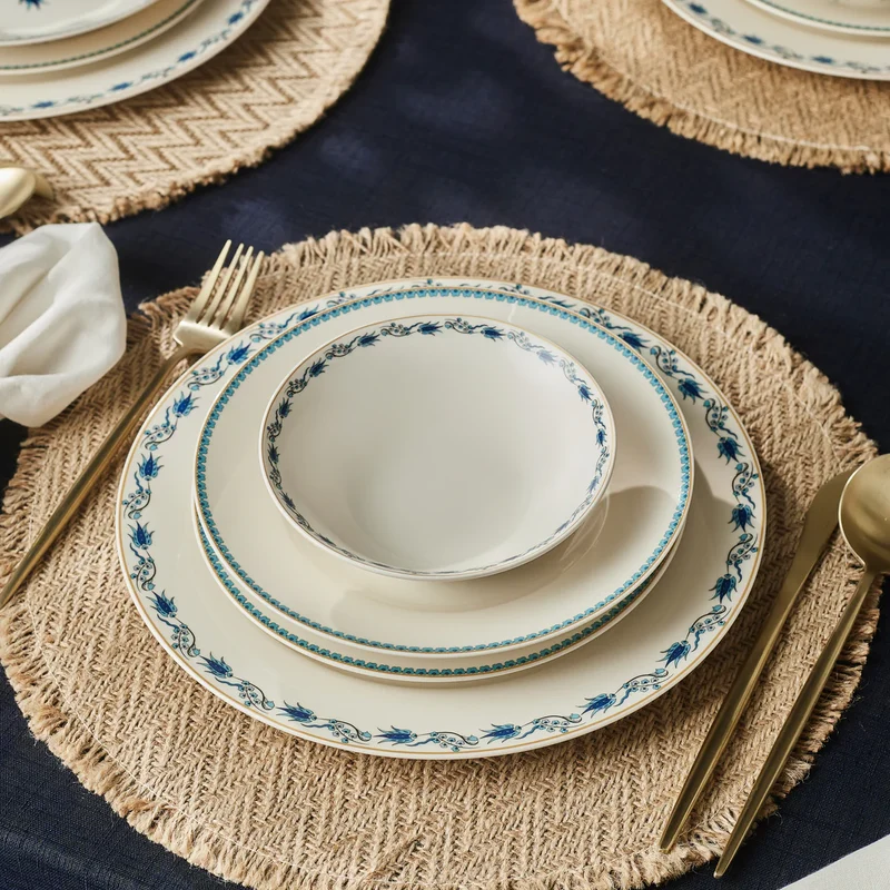 Karaca Forever Bone China İznik 6 Kişilik 24 Parça Yemek Takımı, Renkli