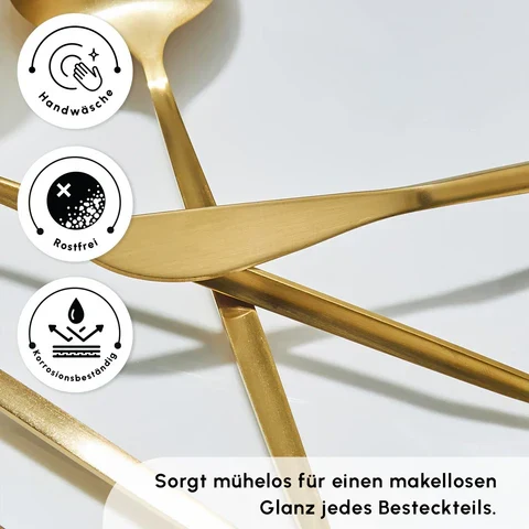 Karaca Bella V2 6 Kişilik 24 Parça Çatal Kaşık Bıçak Seti – Matte Gold