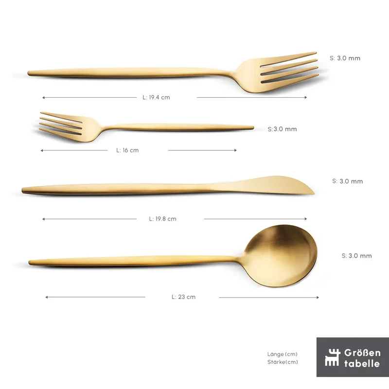 Karaca Bella V2 6 Kişilik 24 Parça Çatal Kaşık Bıçak Seti – Matte Gold