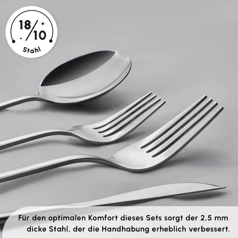 Karaca Bella Paslanmaz Çelik V2 6 Kişilik 24 Parça Çatal Kaşık Bıçak Seti – Silver