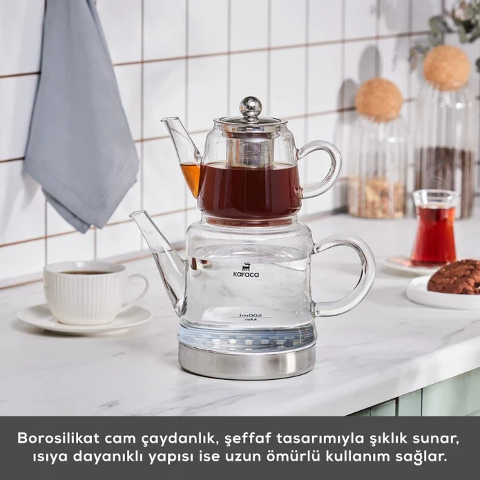 Karaca Dora Orta Boy Borosilikat Cam Çaydanlık
