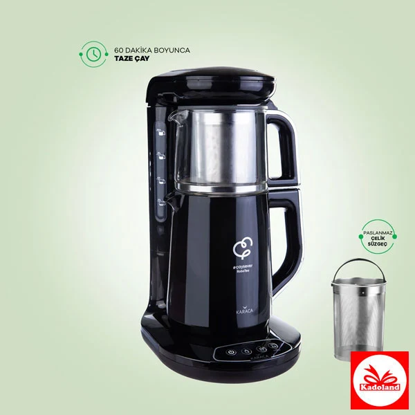 Karaca Çaysever Robotea Pro 4 in 1 Çay Makinesi | 2500W | Black Chrome