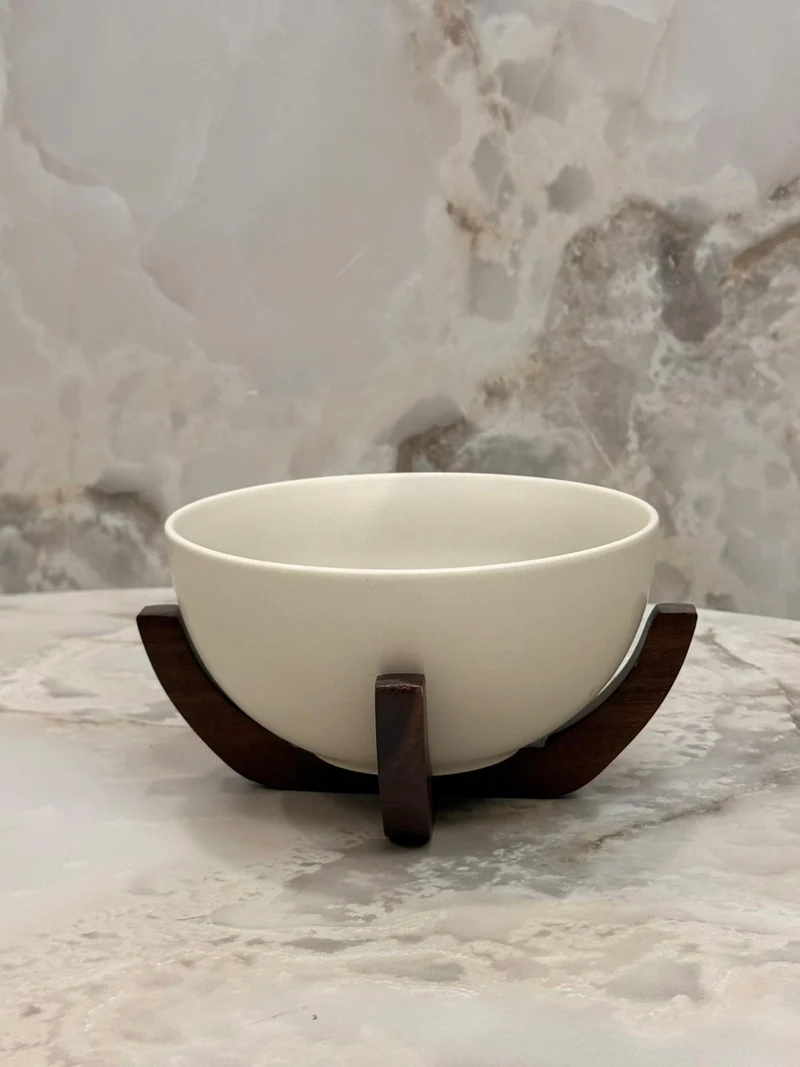 Bavary Terra Ahşap Ayaklı Seramik Kase 7''