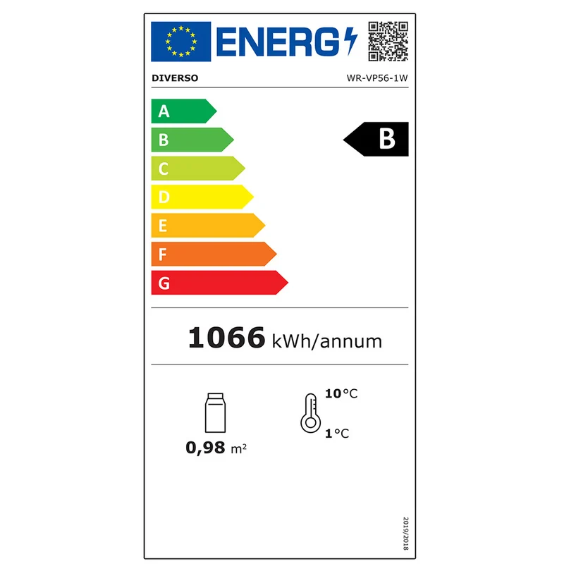 Gewerbekühlschrank 615L , Energieeffizienzklasse B , Weiß, WR-VP56-1W