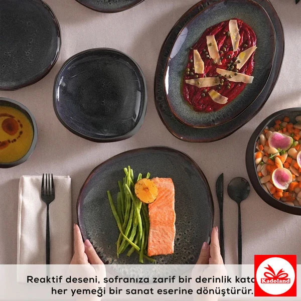 Karaca Streamline Galactic Stoneware Black /12 persoons Yemek Takımı 55 stk/ 12 Kişilik Yemek Takımı 55 Parça