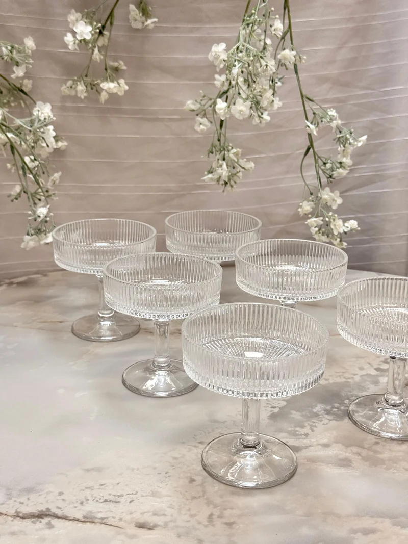Bavary lines Glass Ice Cream Cups - Atıştırmalık Kasesi - 10.5cm hoog - 6 adet