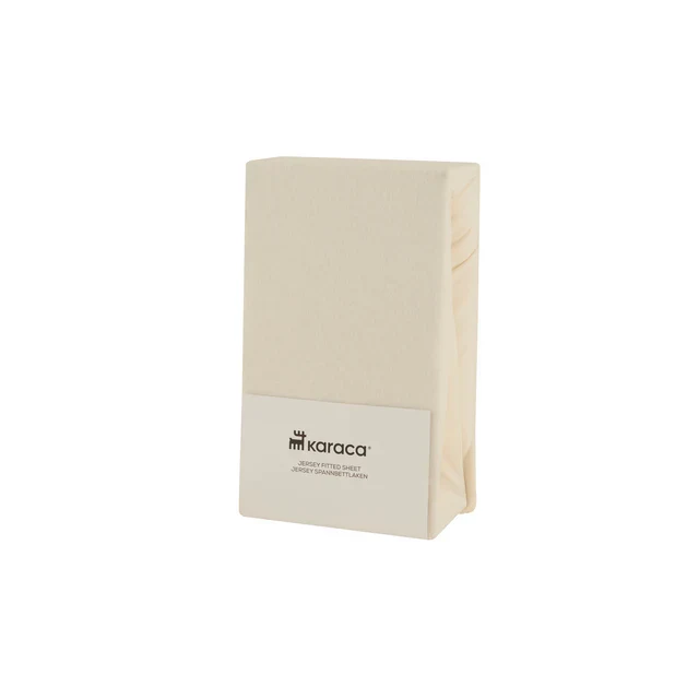 Karaca Home Jersey Hoeslaken, 140x200+30 cm, Creme