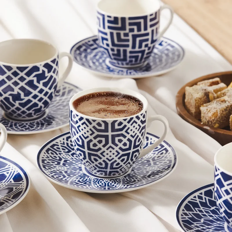 Karaca Doris Kaffeetassen-Set, 6 Personen, 90 ml