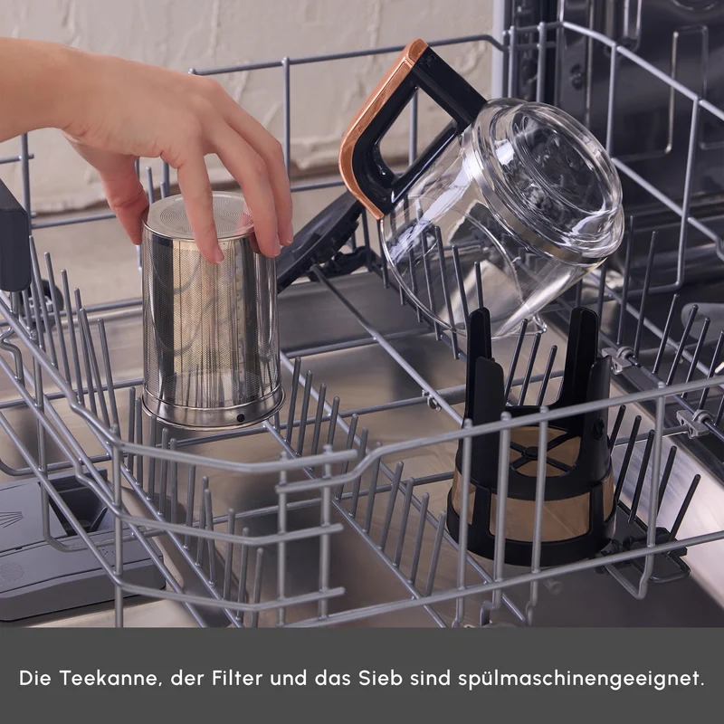 Karaca Caysever Robotea Pro 4 in 1 sprechender automatischer Teekocher Wasserkocher und Filterkaffeemaschine 2500W Space Grau